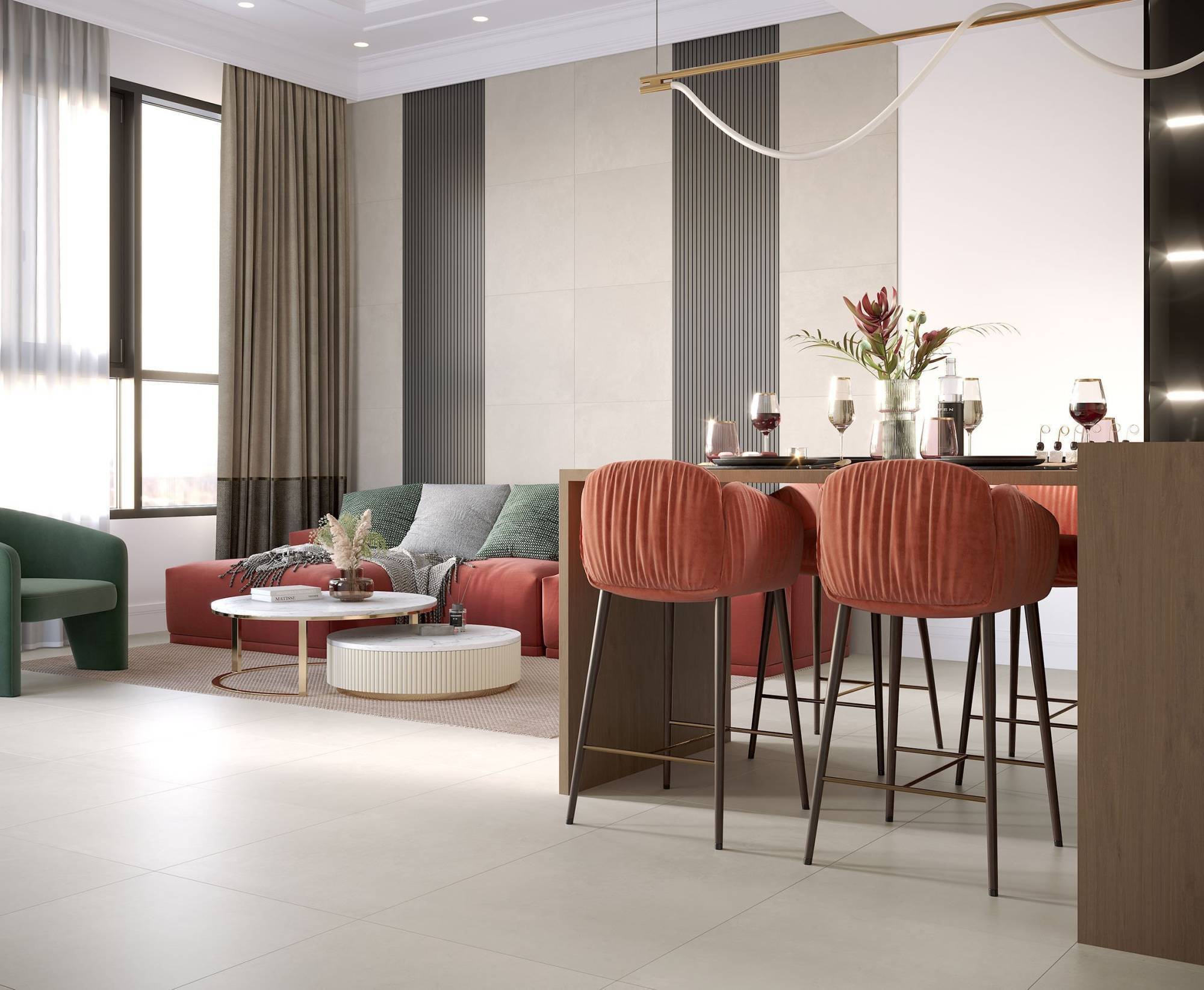 Керамогранит Laparet Voltas Crema Бежевый Матовый Гравированный 60x120 фото 5