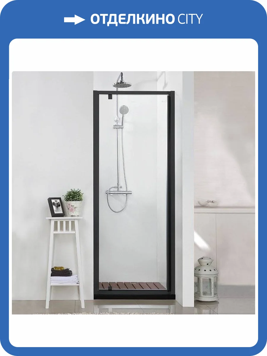 Душевая дверь в нишу Bravat Blackline 90х200 распашная фото 7