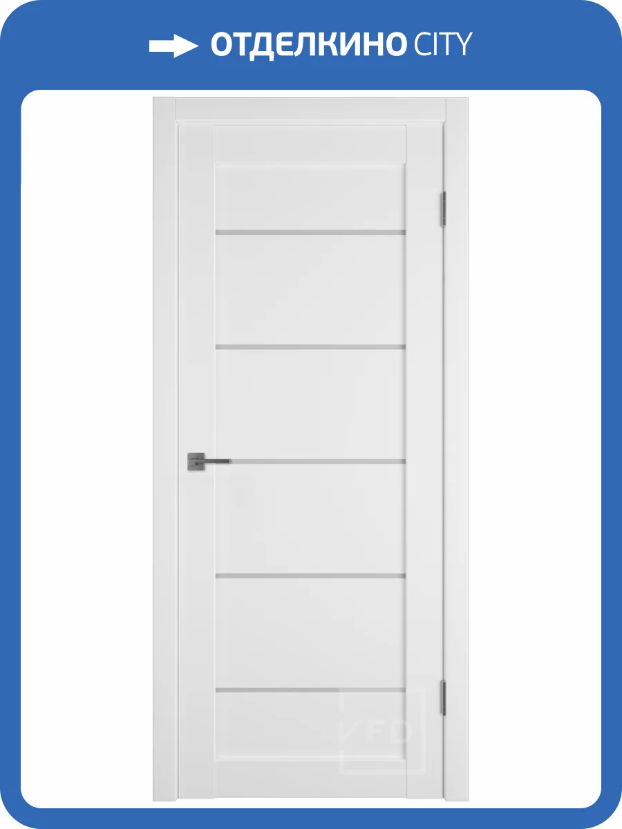 Межкомнатная дверь Владимирская Фабрика Дверей экошпон VFD Emalex 27, остекленная, белый Ice White Cloud 900x2000 фото 2