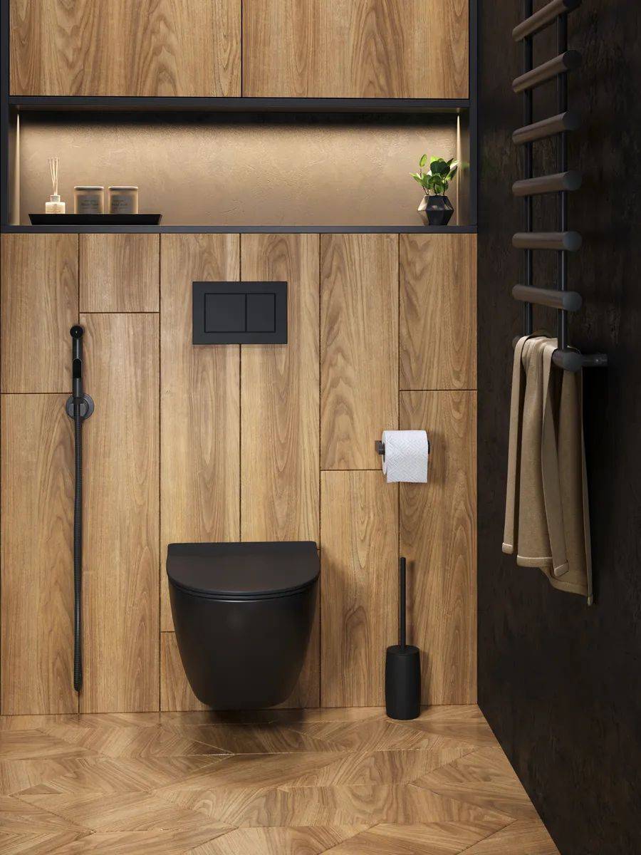 Унитаз подвесной Watersense Milana Pro Vortex W00160 безободковый, сиденье микролифт, черный матовый фото 6