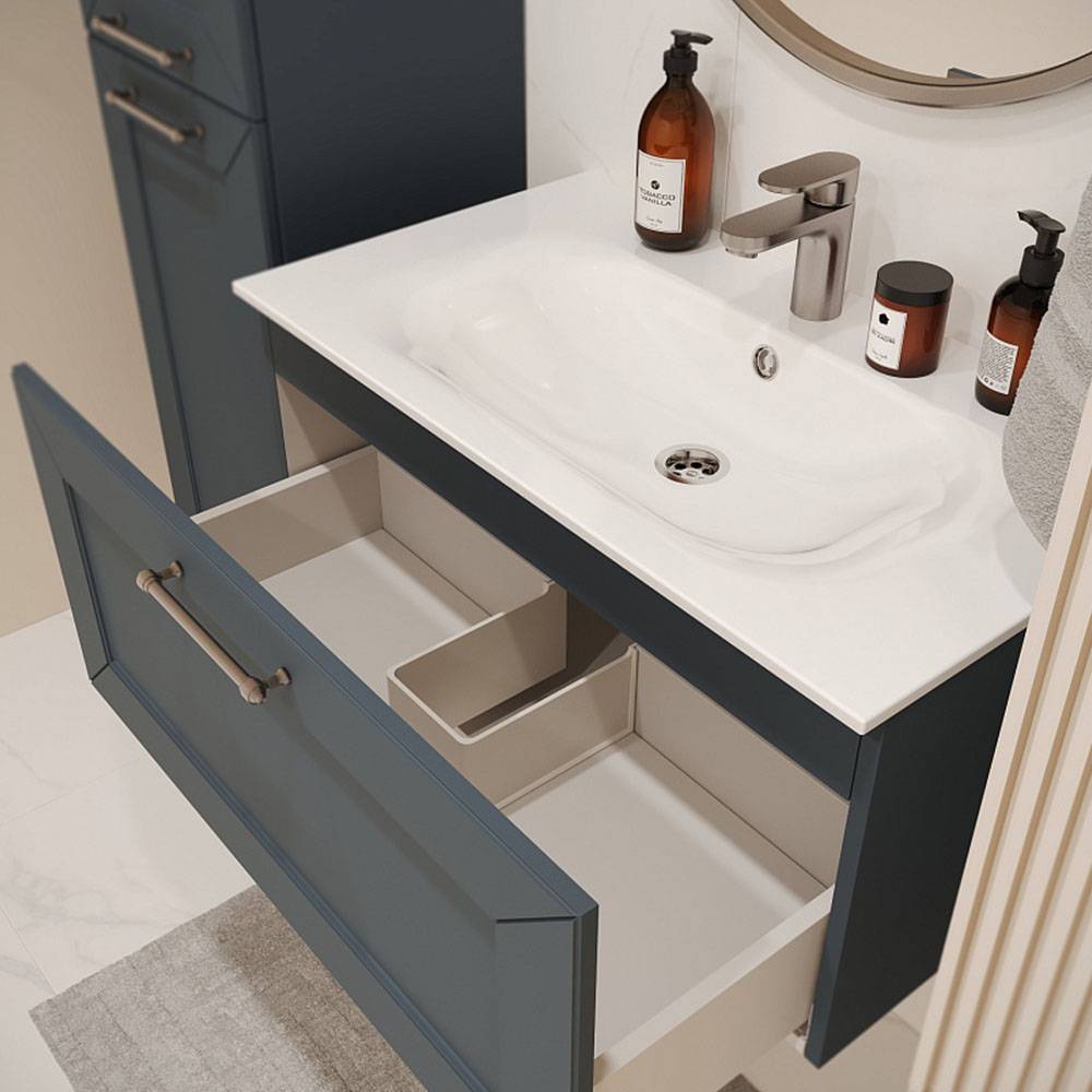 Тумба с раковиной Terminus Victoria VIC10801703101O серый шёлк, 80x38 фото 2