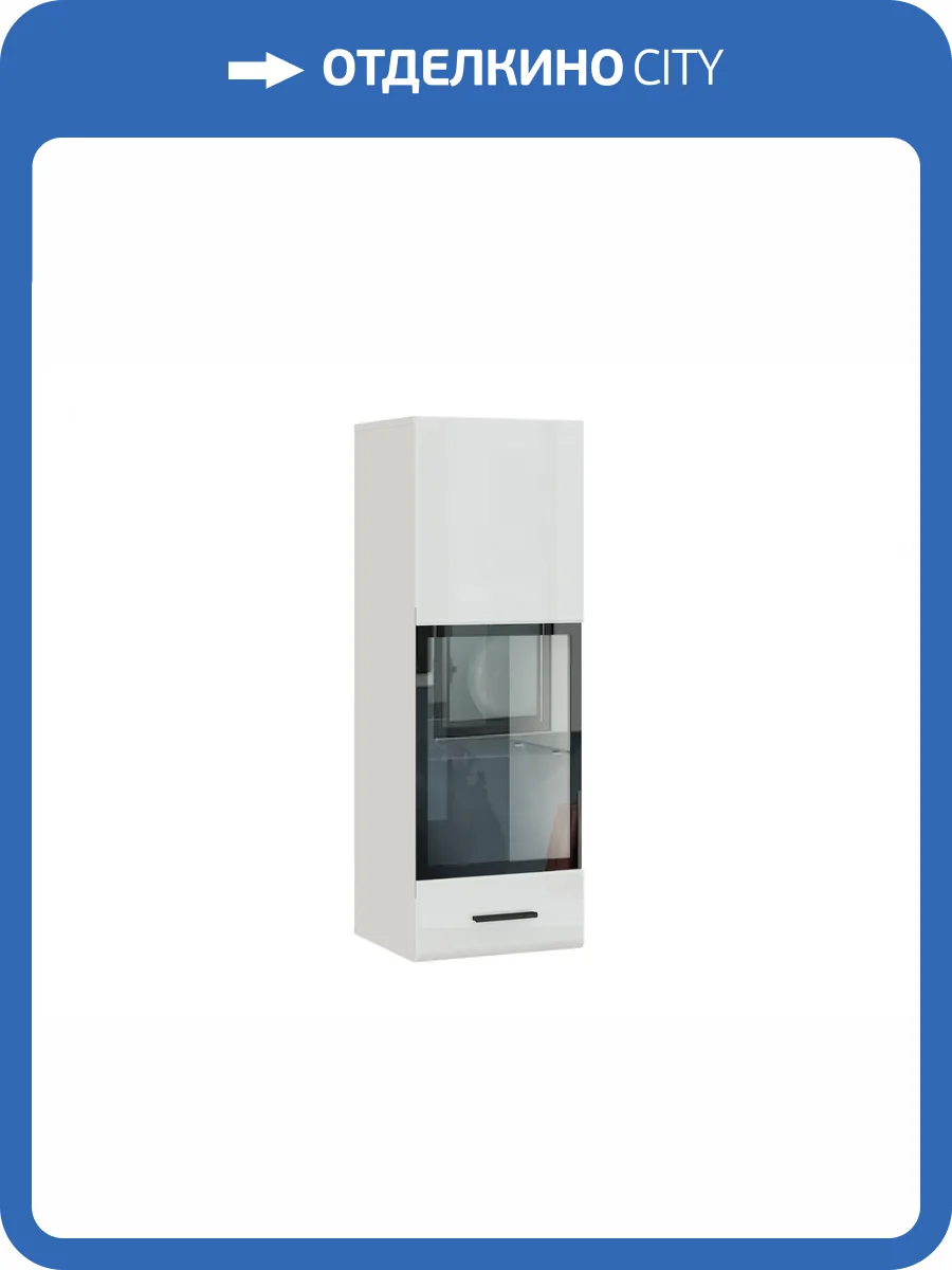 Шкаф витрина навесной НК-Мебель Gloss ТИП-2 Белый/Белый глянец 71373137 фото 3