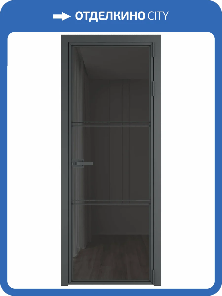 Межкомнатная дверь Profil Doors 3 AX цвет профиля Серая ночь, стекло безопасное 6 мм тонированное 600x2000 фото 2