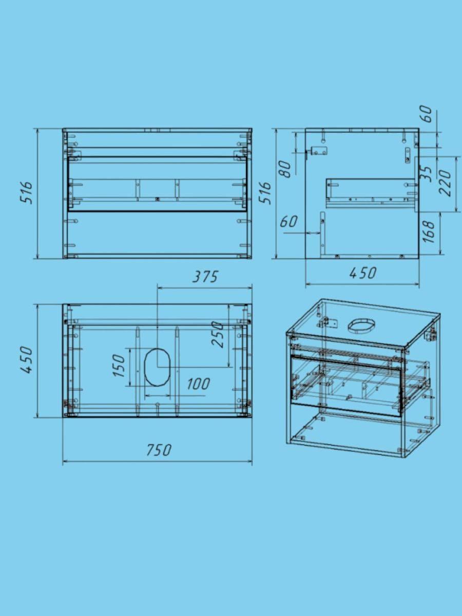 Тумба под раковину Watersense Belinda W00552 дуб, графит, 75 см фото 4