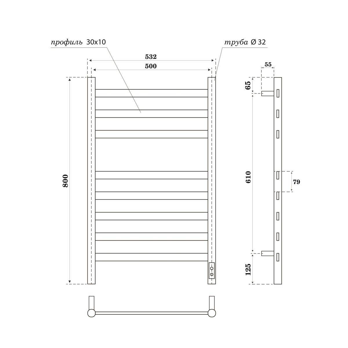 Полотенцесушитель электрический Apextermo Сфера SF00185WM белый матовый, 80x50 фото 3