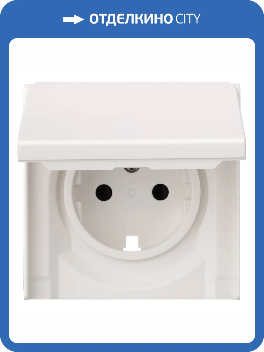 Лицевая панель для розетки 2к+з с крышкой Rikett 35634 MW белый сатин фото 2