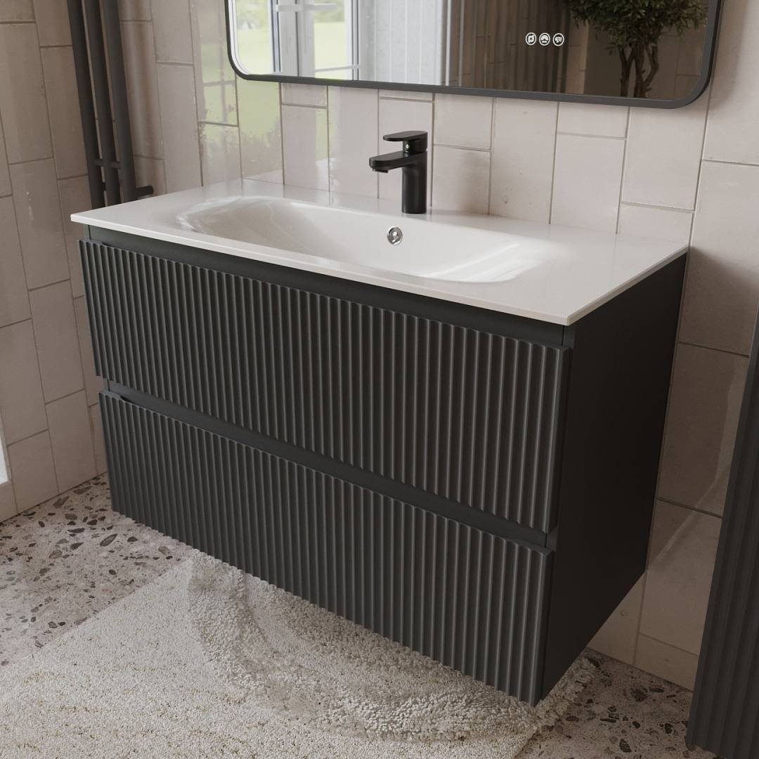 Тумба с раковиной Terminus Sicilia SIC101002701601O графит , 100x62