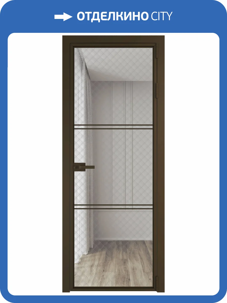 Межкомнатная дверь Profil Doors 3 AX цвет профиля Деорэ, стекло безопасное 6 мм ромб серебро 800x2000 фото 2