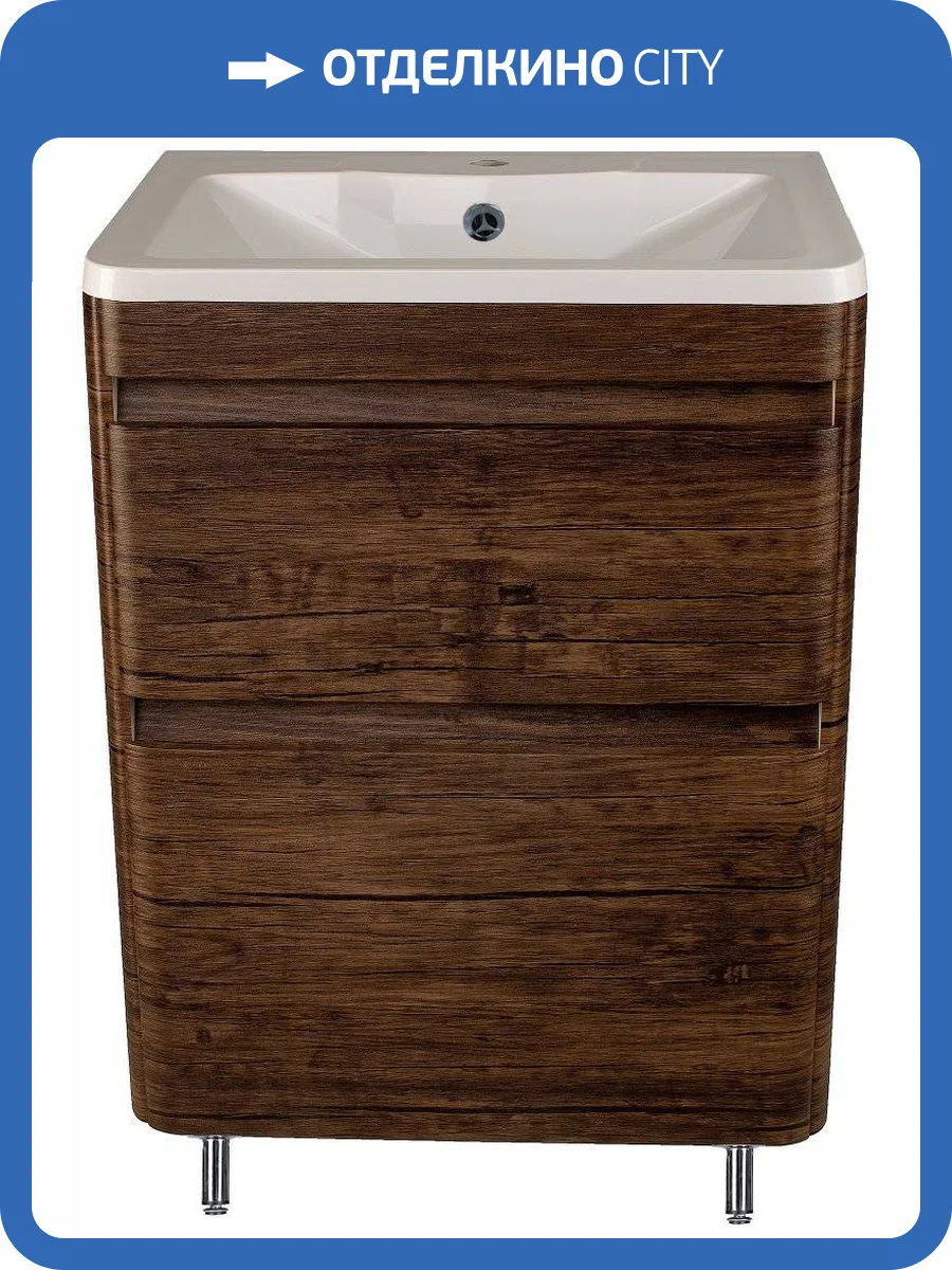 Тумба с раковиной Style Line Атлантика 60 Люкс Plus, напольная,старое дерево фото 11