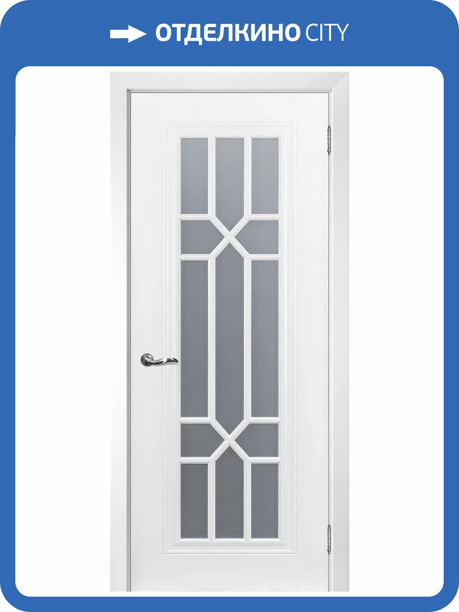 Межкомнатная дверь эмаль Текона Смальта-103, остекленная, Сапфир Ral 9003 белый 600x2000 фото 2