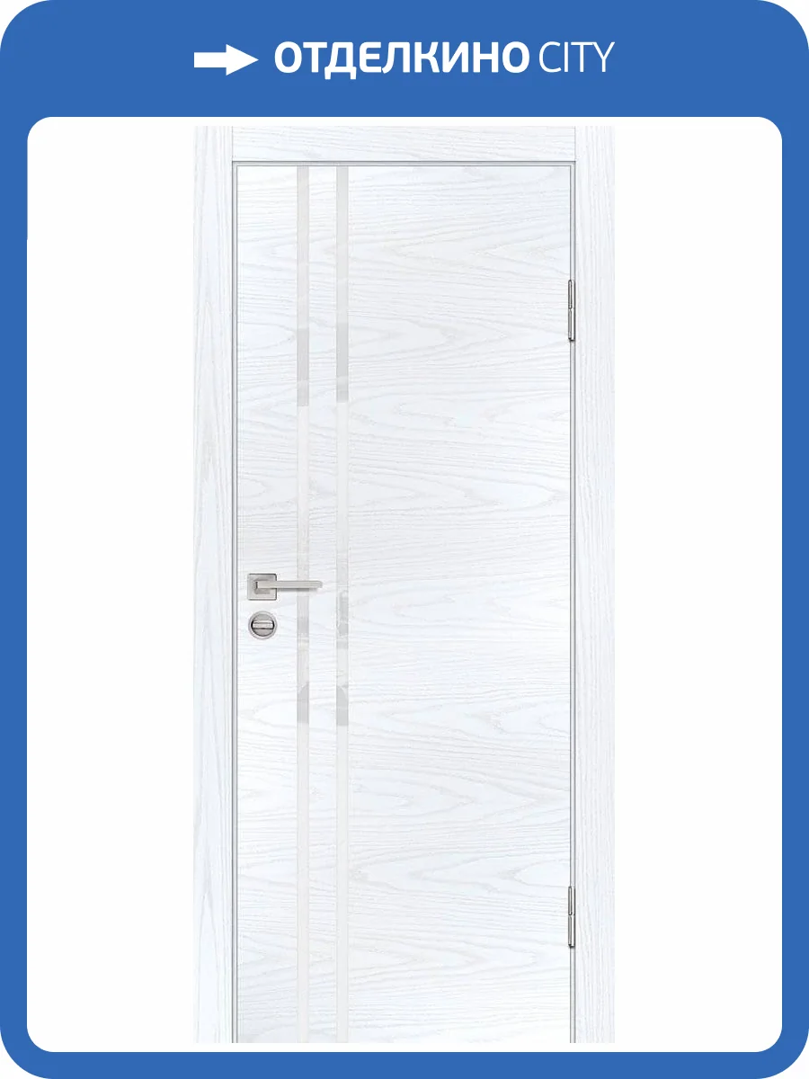 Межкомнатная дверь Profilo Porte экошпон P-11, остекленная, с ABS кромкой, дуб скай белый, лакобель белоснежный 800x2000 фото 2