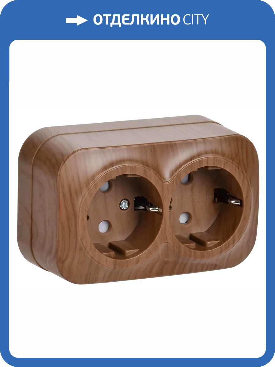 Розетка 2-местная с заземлением и шторками IEK Glory ERH24-K24-16 дуб фото 3