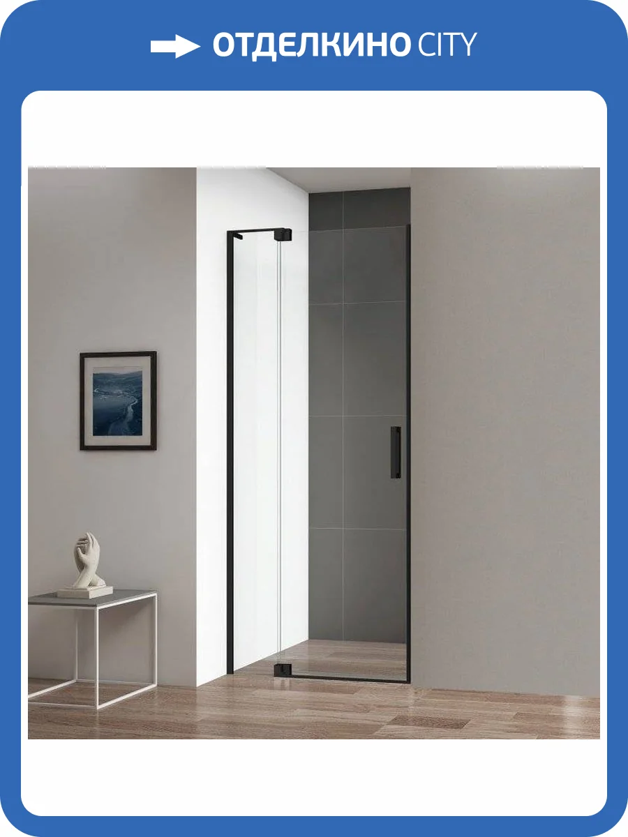 Душевая дверь в нишу Cezares Slider B 1 80/90 C NERO профиль черный, стекло прозрачное фото 10