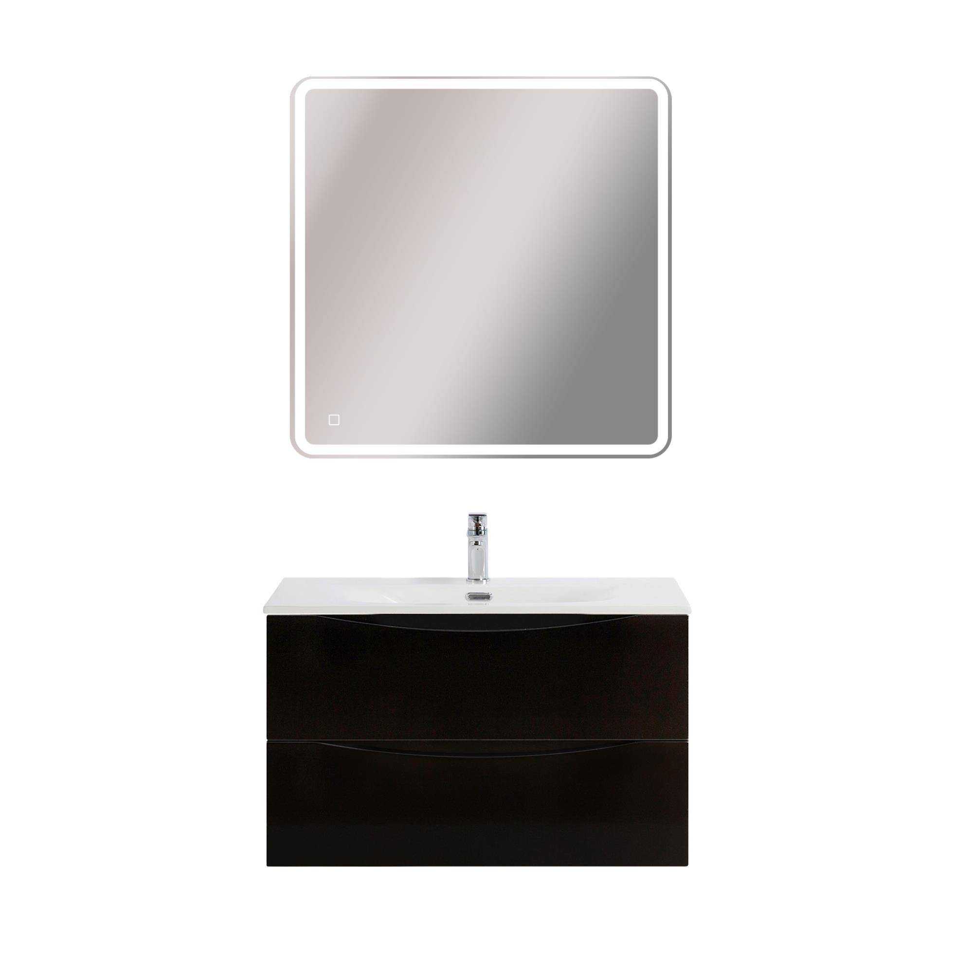 Тумба с раковиной BelBagno MARINO-CER-MINI 80 Nero Lucido фото 7