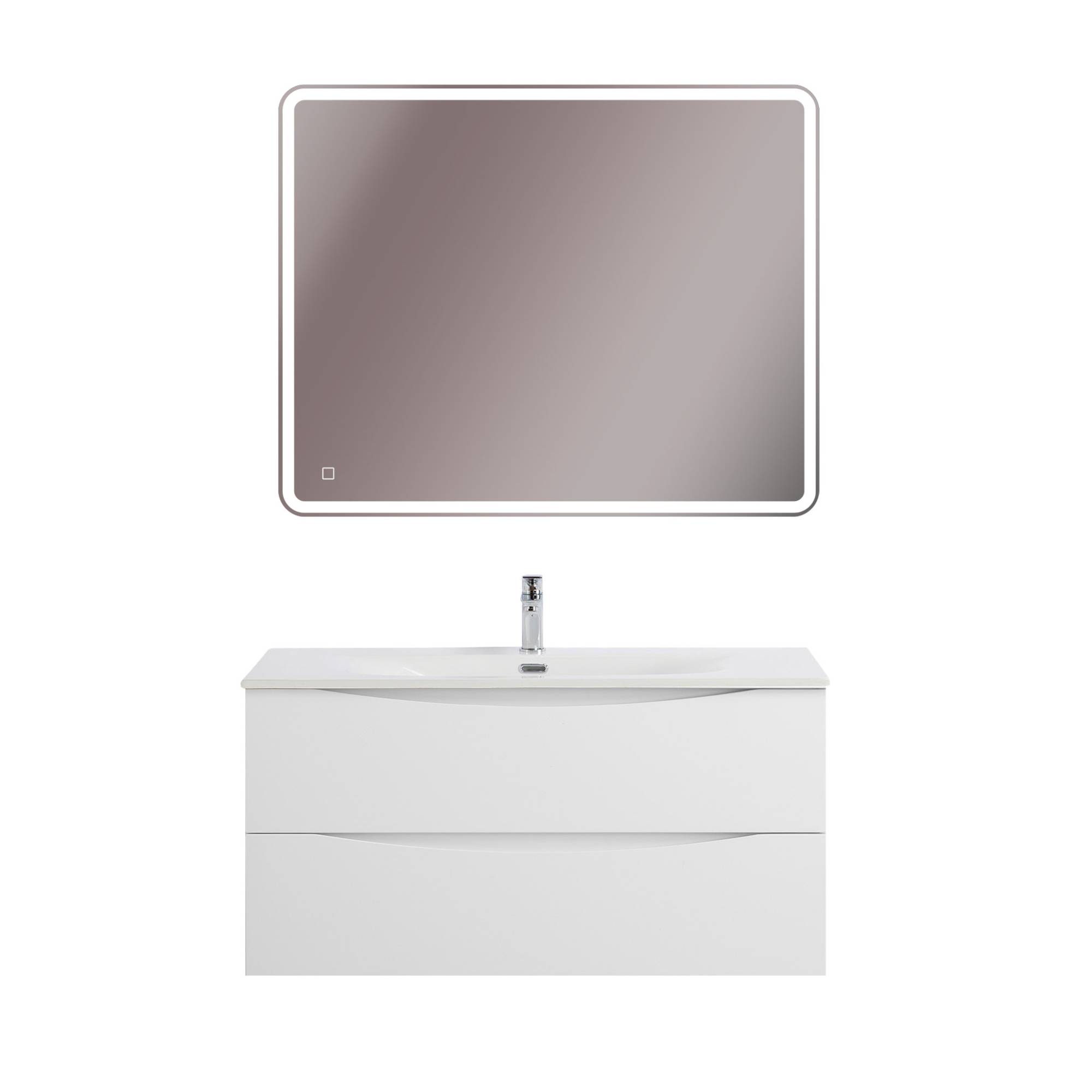 Тумба с раковиной BelBagno MARINO-CER-N 100 Bianco Lucido, раковина BB-8099 фото 7