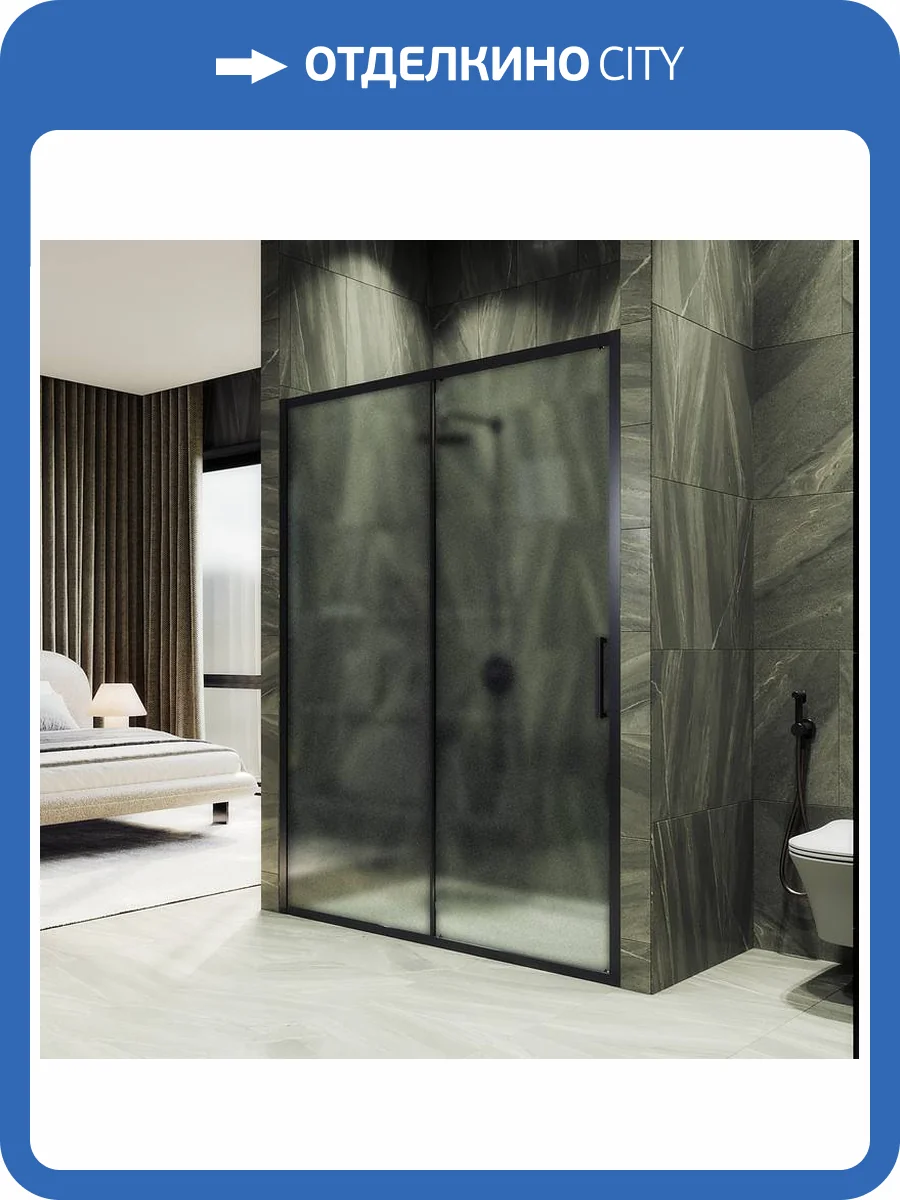 Душевая дверь в нишу MaybahGlass MGD-1279-6 профиль черный, стекло сатин, 100x195 фото 8