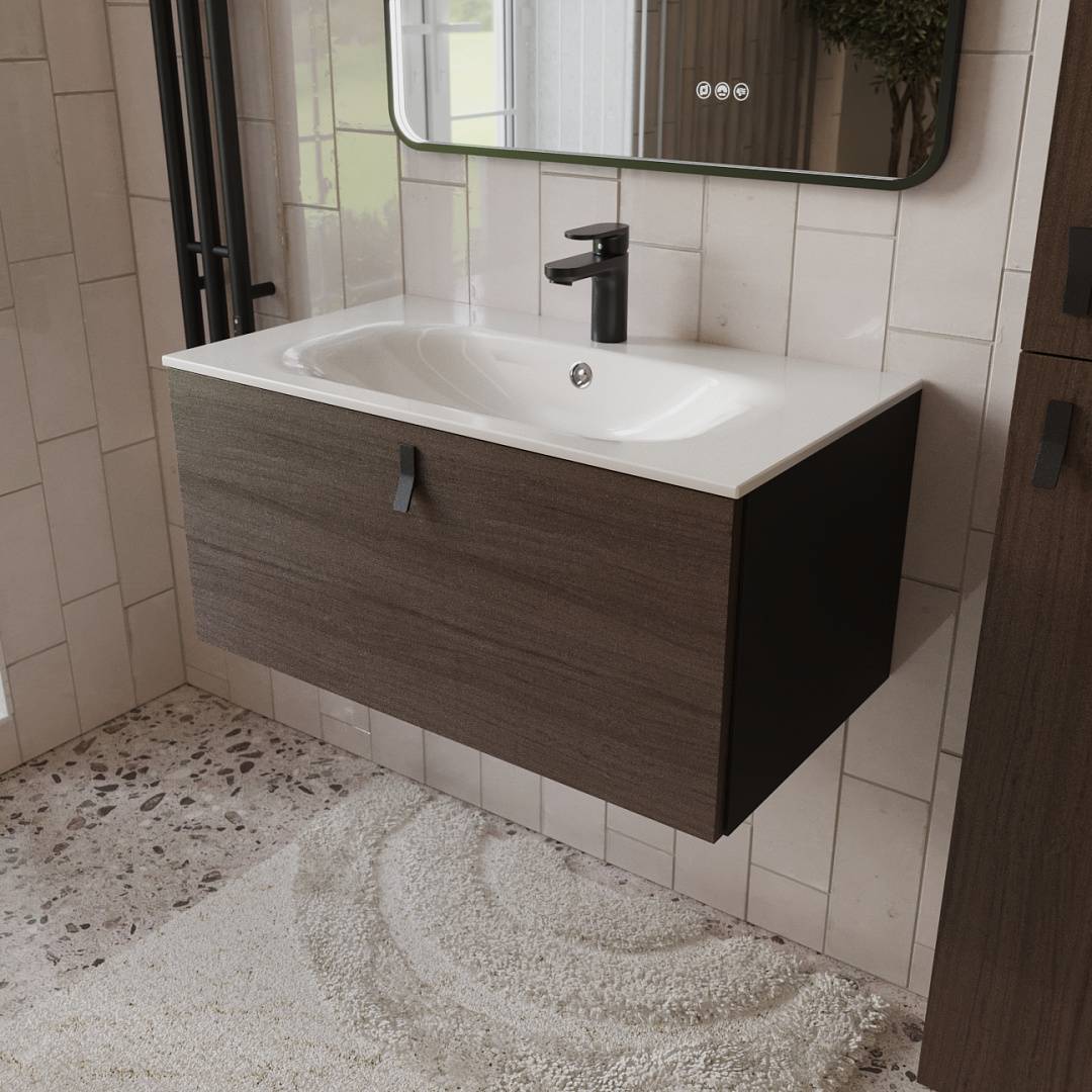 Тумба с раковиной Terminus Kontur KON10801200001O венге, графит, 80x38