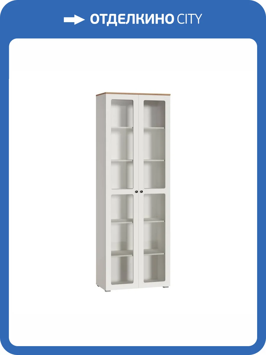 Шкаф-витрина Моби Остин 16.394.02 Белый PE шагрень, Дуб Золотой CRAFT, белая шагрень 4101 ПВХ фото 3