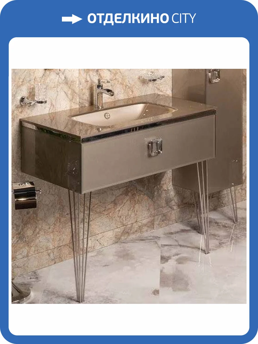 Тумба с раковиной Armadi Art Lucido 100 Delmar, раковина 852-100-D, ножки хром фото 9