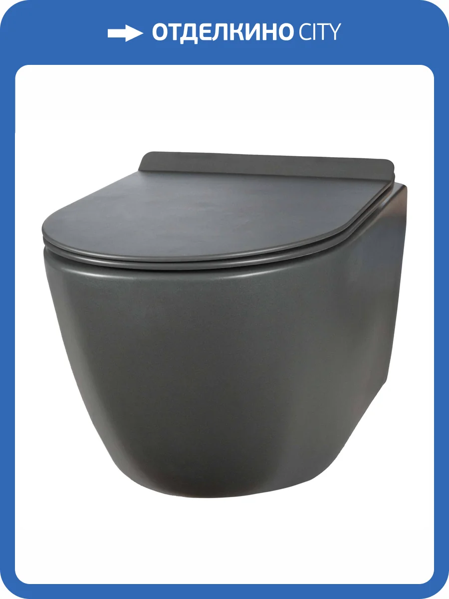 Унитаз подвесной Creto Logan 1001-003-L1GMAT L1 безободковый, с крышкой-сиденьем микролифт, серый фото 10