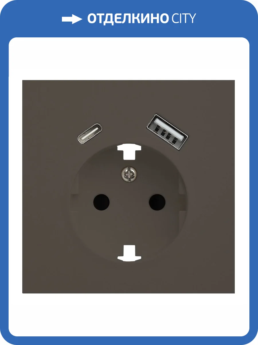 Лицевая панель для розетки 2к+з с USB A+C Rikett 35637 CP капучино фото 2