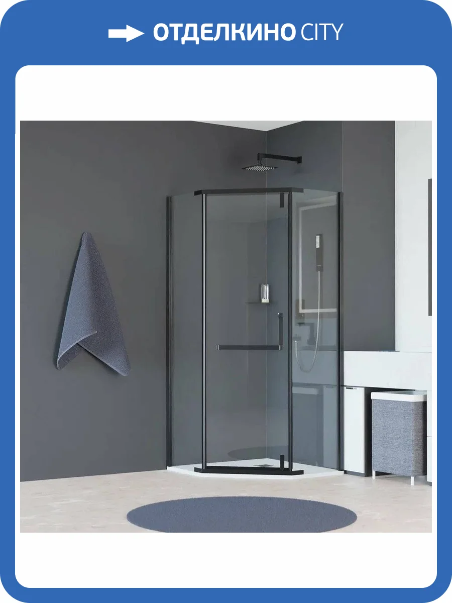 Душевой уголок RGW Hotel HO-081-B 100х100х195 см, профиль черный, стекло прозрачное фото 4