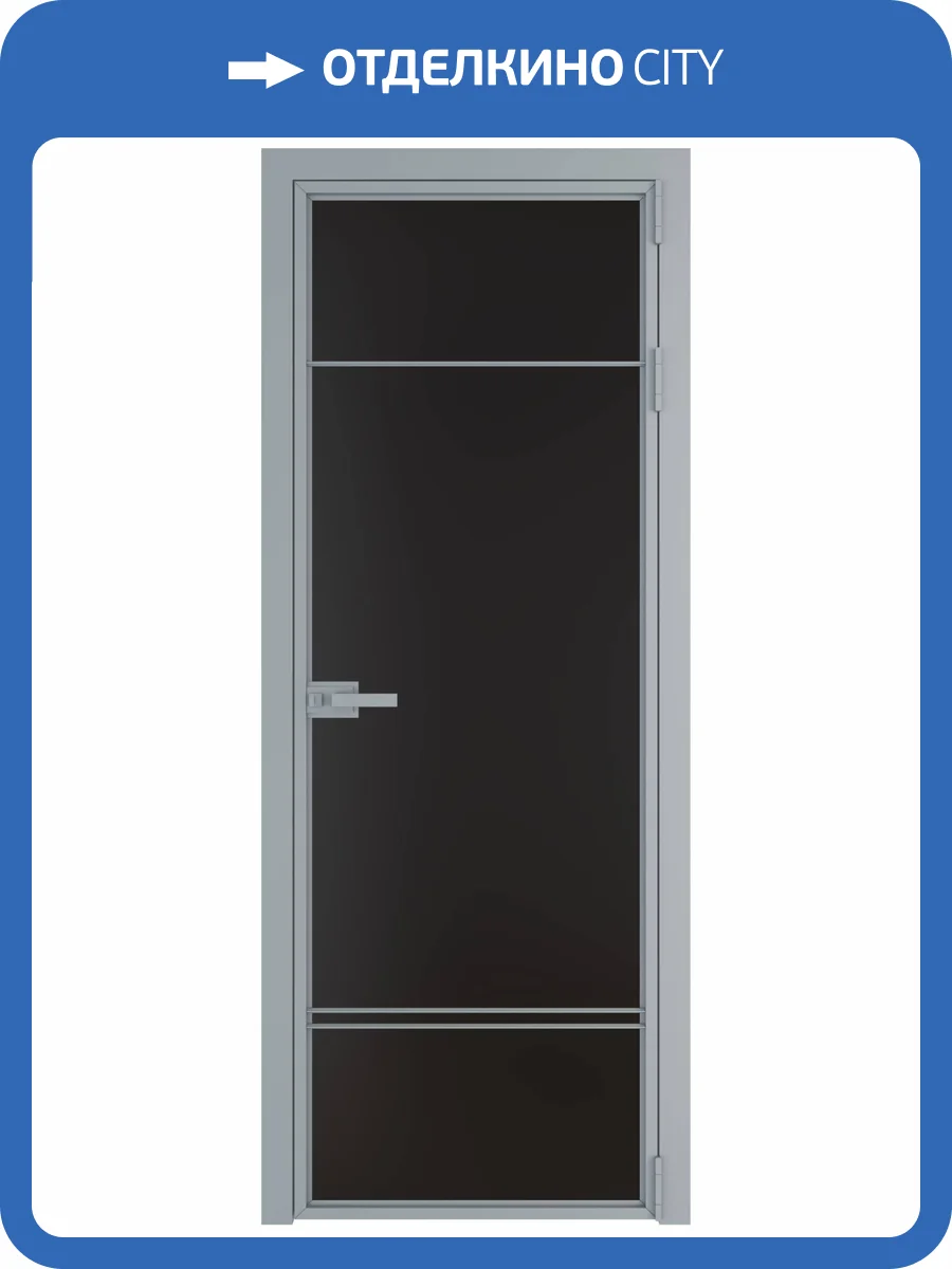 Межкомнатная дверь Profil Doors 4 AX цвет профиля Серебро, стекло безопасное 6 мм монохром черный 600x2000 фото 2
