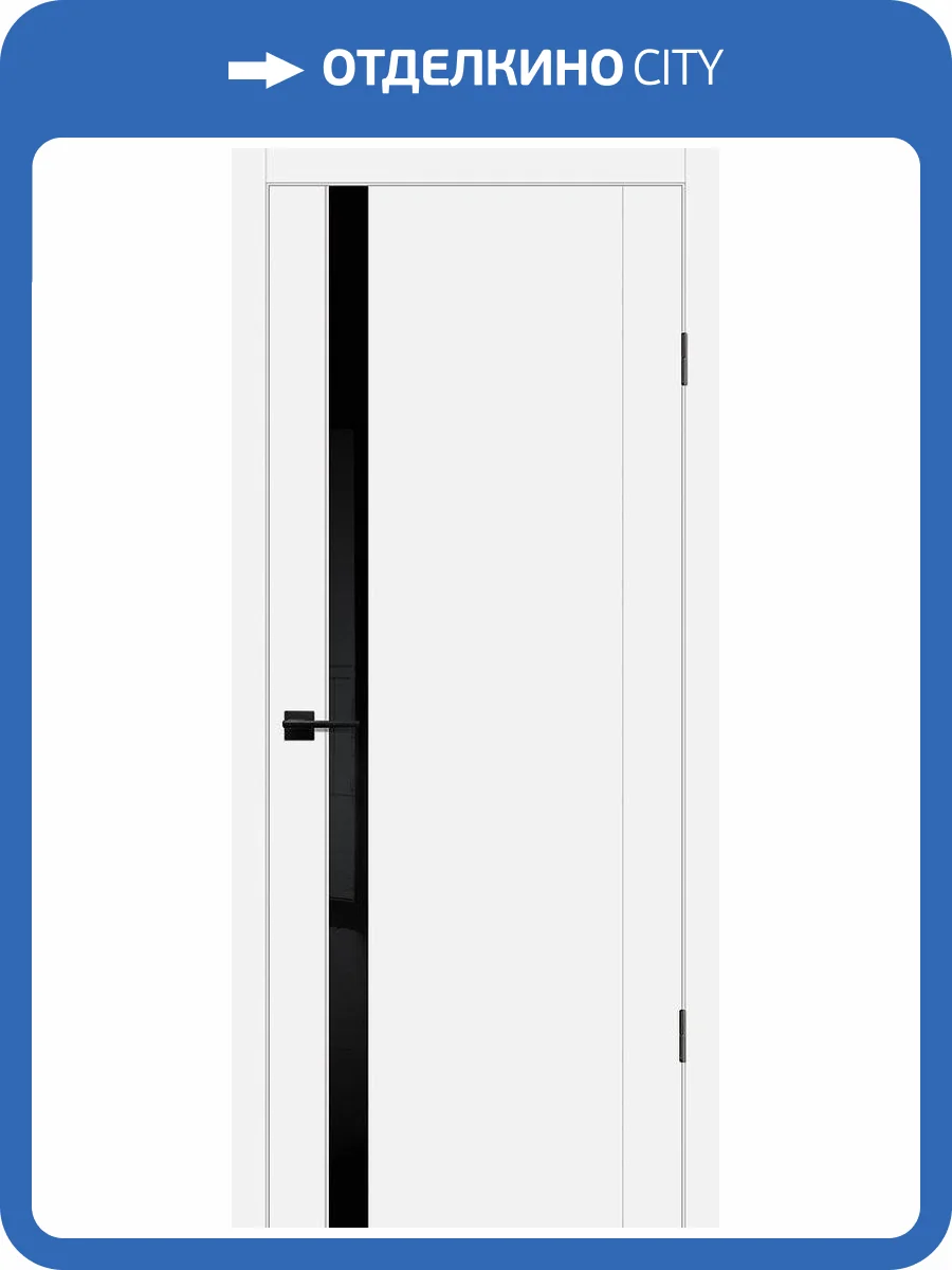 Межкомнатная дверь Profilo Porte экошпон PSC-10, остекленная, белый, лакобель черный 800x2000 фото 2