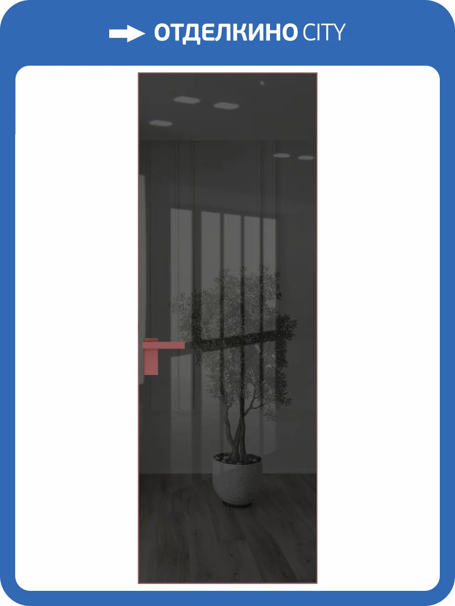 Межкомнатная дверь Profil Doors 1 AGK цвет профиля Красный антрацит, стекло безопасное 4 мм зеркало серое 800x2000 фото 2