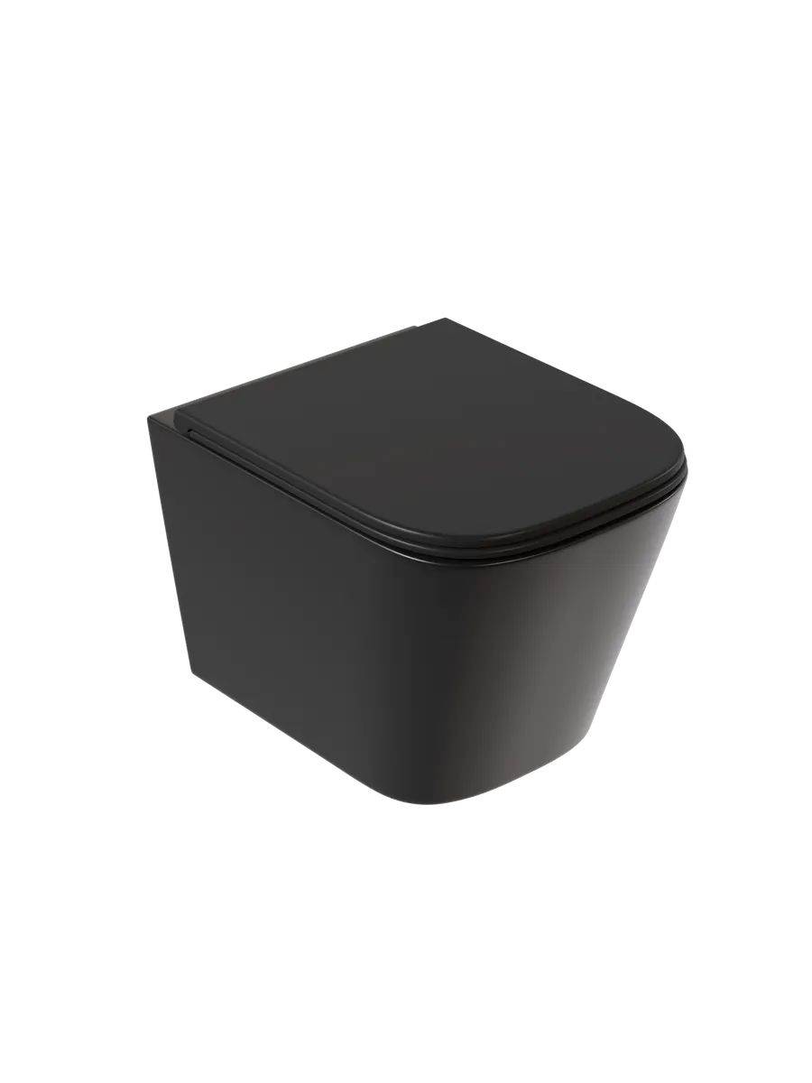 Унитаз подвесной Watersense Eva S W00083 безободковый, сиденье микролифт, черный матовый фото 10