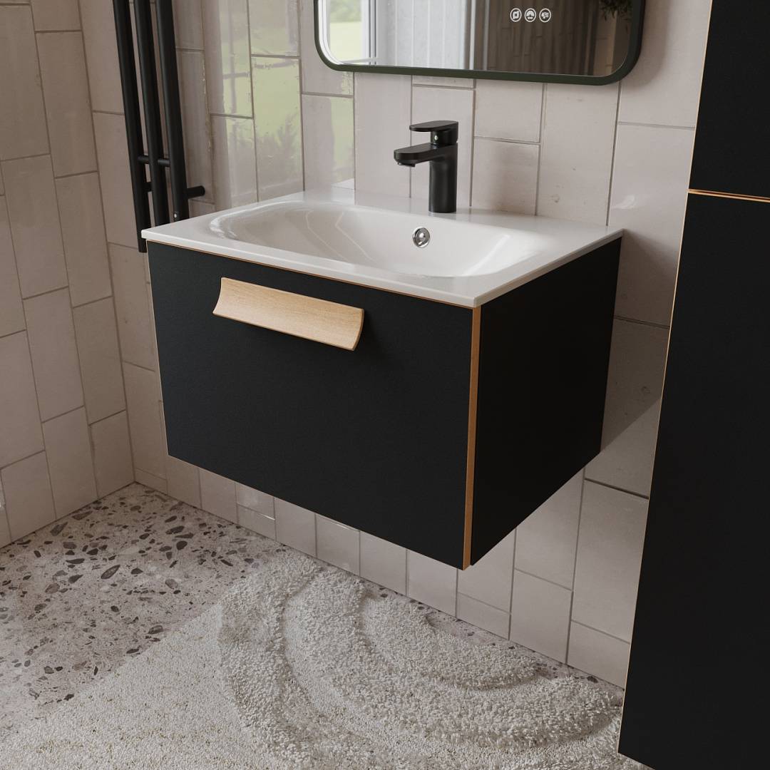 Тумба с раковиной Terminus Noto NOT10601099901O черный soft touch, 60x38