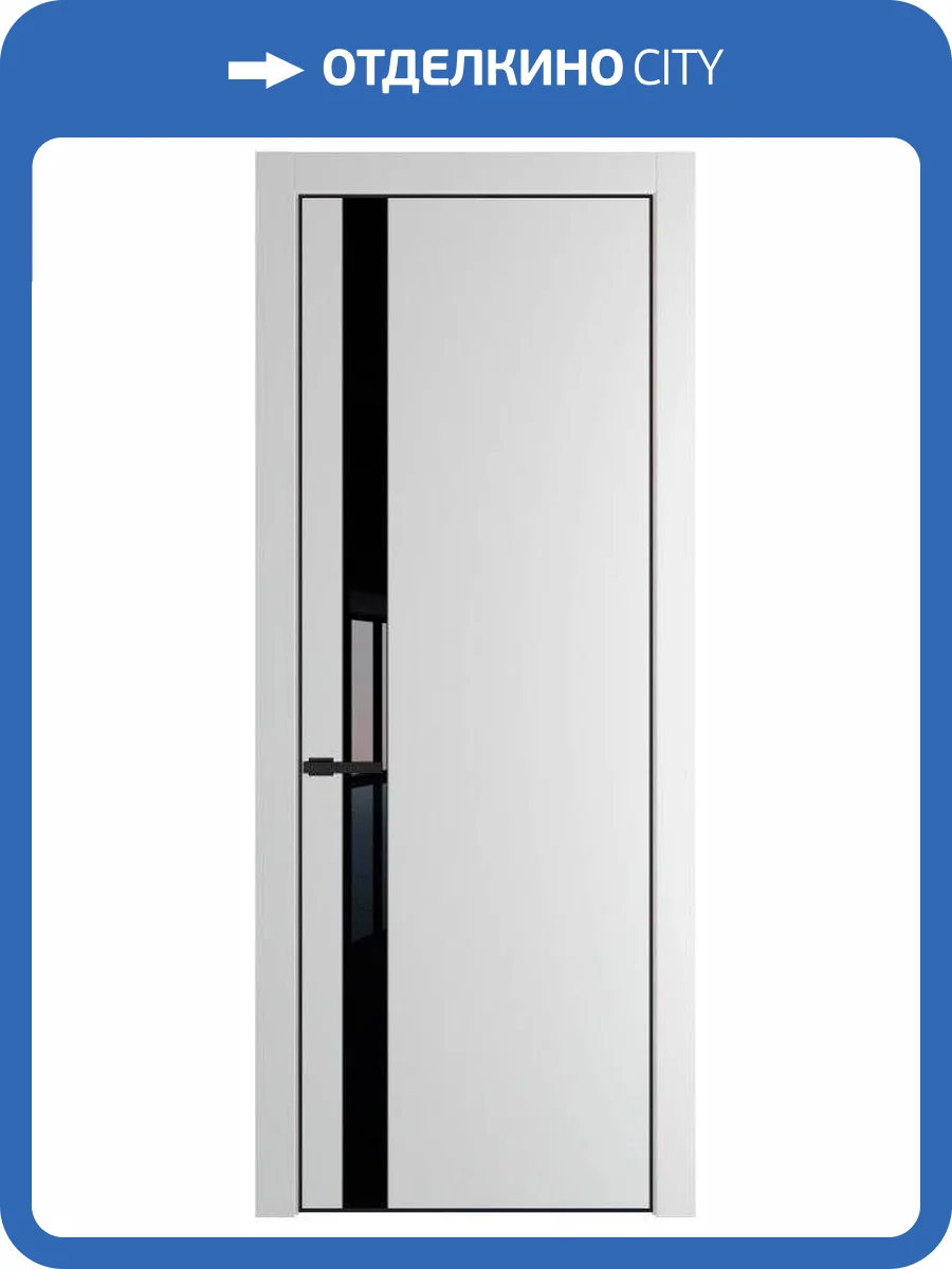 Межкомнатная дверь Profil Doors 18 PE полотно Крем Вайт, кромка алюминиевая с четырех сторон черная, стеклянная вставка черный лак 600x2000 фото 2