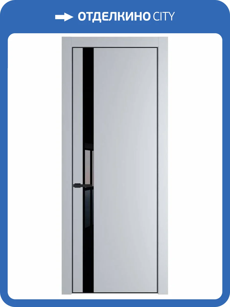 Межкомнатная дверь Profil Doors 18 PE полотно Лайт Грей, кромка алюминиевая с четырех сторон черная, стеклянная вставка черный лак 800x2000 фото 2
