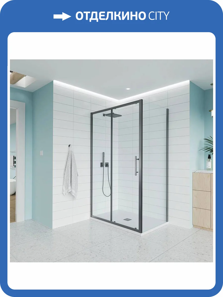 Боковая панель Veconi Evo SP GR E-SP-GR-90-01-C9 профиль графит брашинг, стекло прозрачное, 90x195.2 фото 2