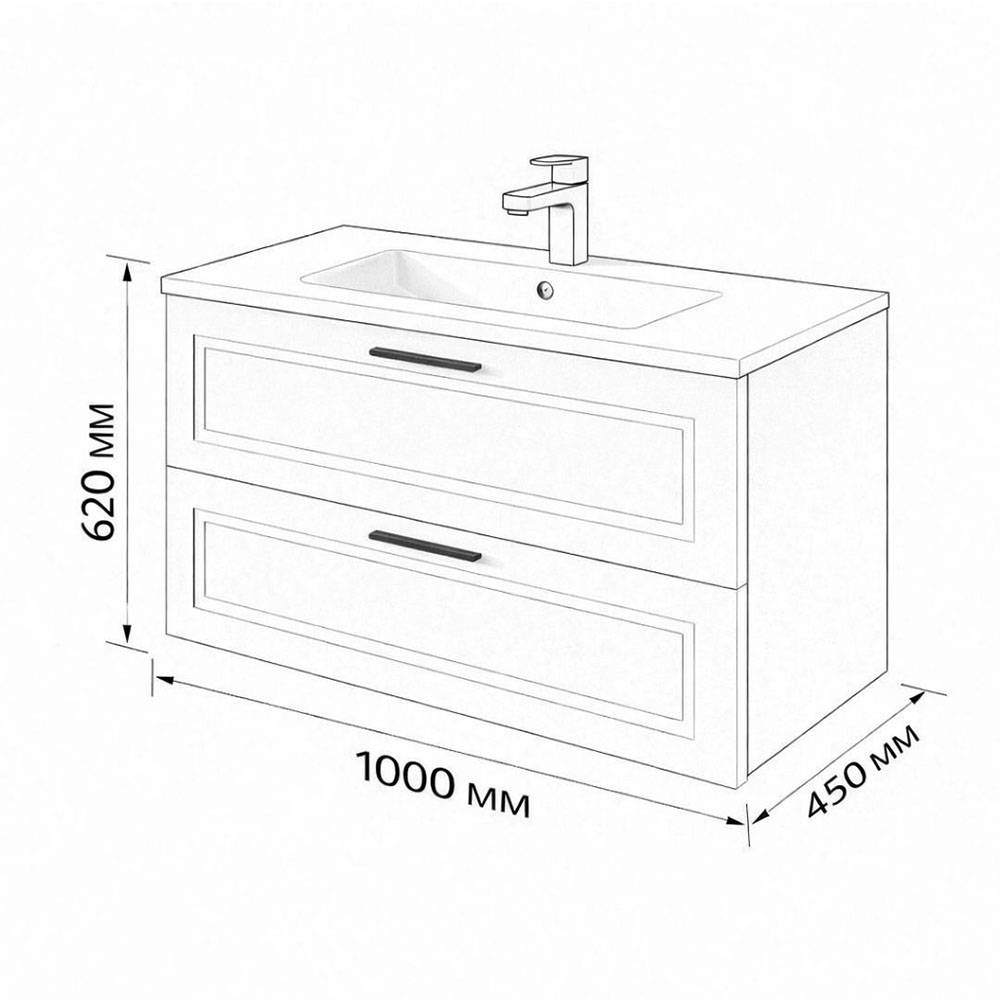 Тумба с раковиной Terminus Classik CLA101002701601O графит , 100x62 фото 3