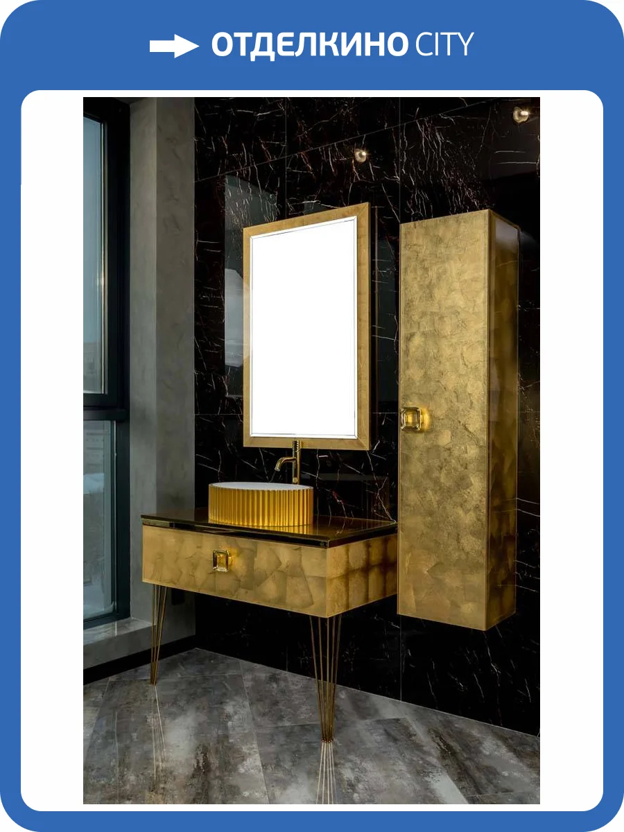 Столешница Armadi Art Lucido 853-100-GF стекло 100см прямая золото поталь фото 2