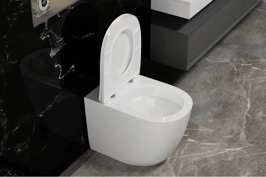 Унитаз приставной Abber Bequem AC1111T безободковый, с крышкой-сиденьем микролифт, белый фото 4