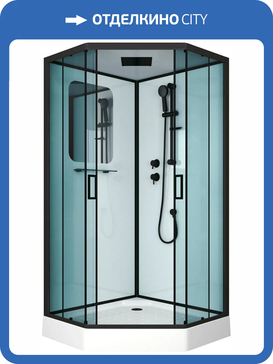 Душевая кабина Niagara Premium NG-6901-01D BLACK 90х90х220 черная, с низким поддоном фото 4