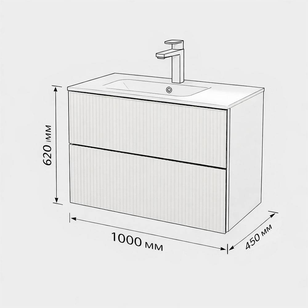Тумба с раковиной Terminus Euromix EUR101002900101OSL айвори, 100x62 фото 3