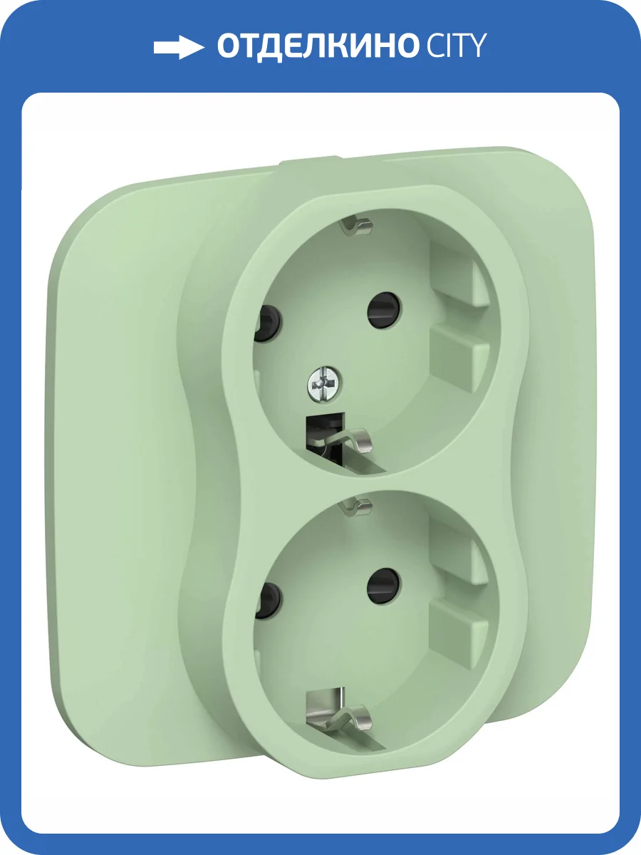Розетка 2-местная с заземлением и шторками IEK Flite FI-R24A-16-K93 фисташковый фото 2