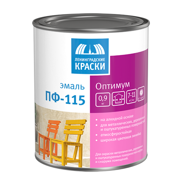 ТЕКС ОПТИМУМ ПФ 115 эмаль алкидная, универсальная, глянцевая, черный (0 ...