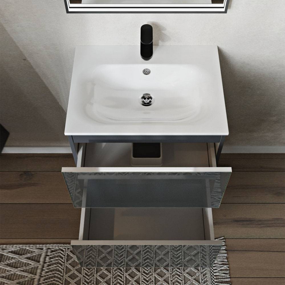 Тумба с раковиной Terminus Vega VEG10602701601OSL графит, 60x62 фото 2