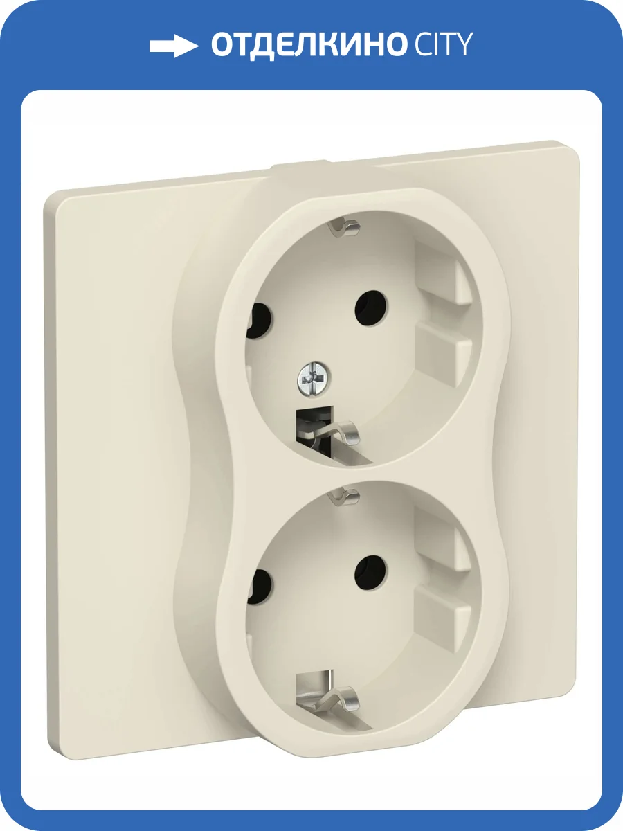 Розетка 2-местная с заземлением IEK Flite FI-R21C-16-1-K86 сливочный фото 3