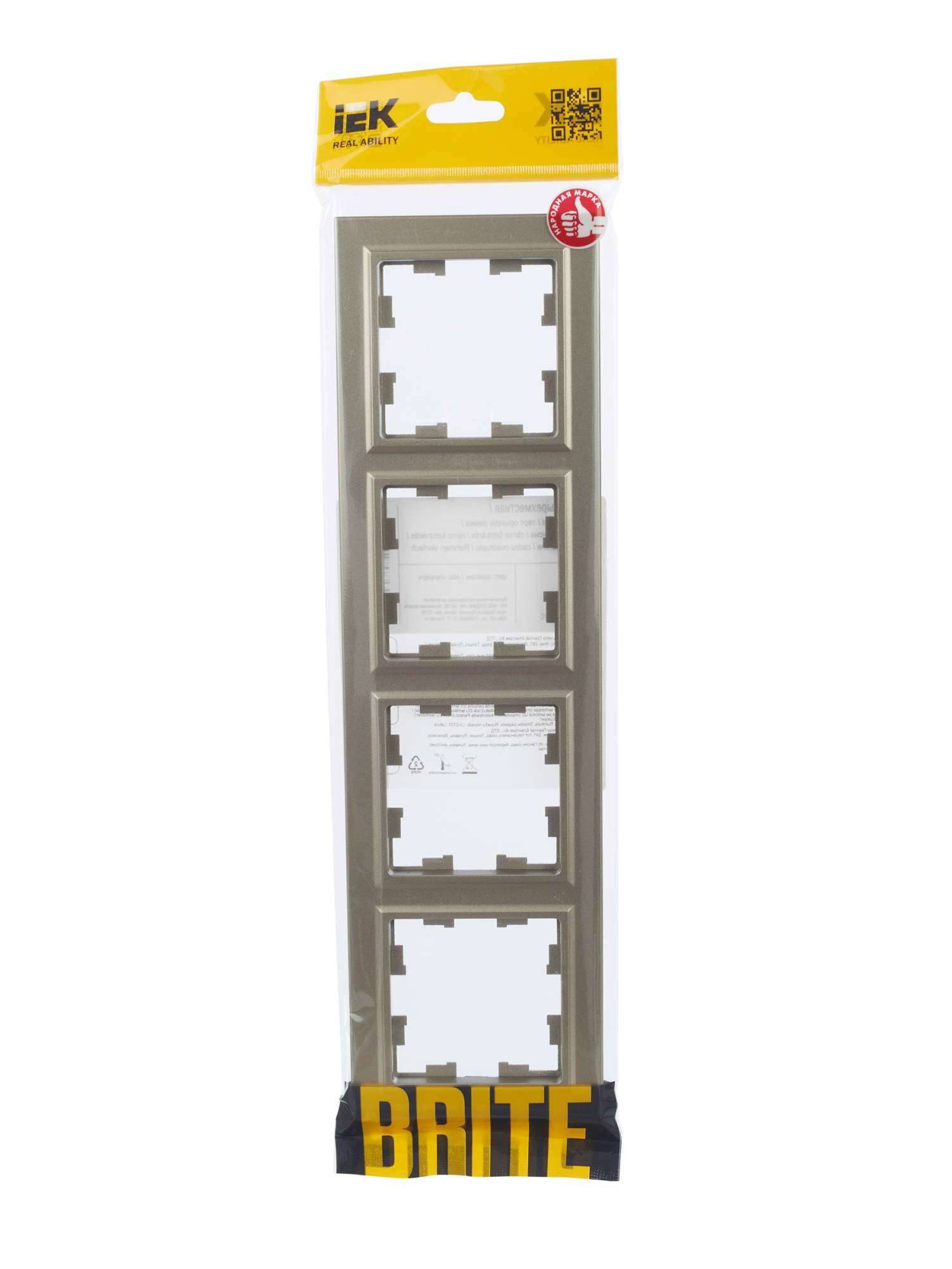 Рамка 4-постовая IEK Brite BR-M42-K37 шампань фото 5