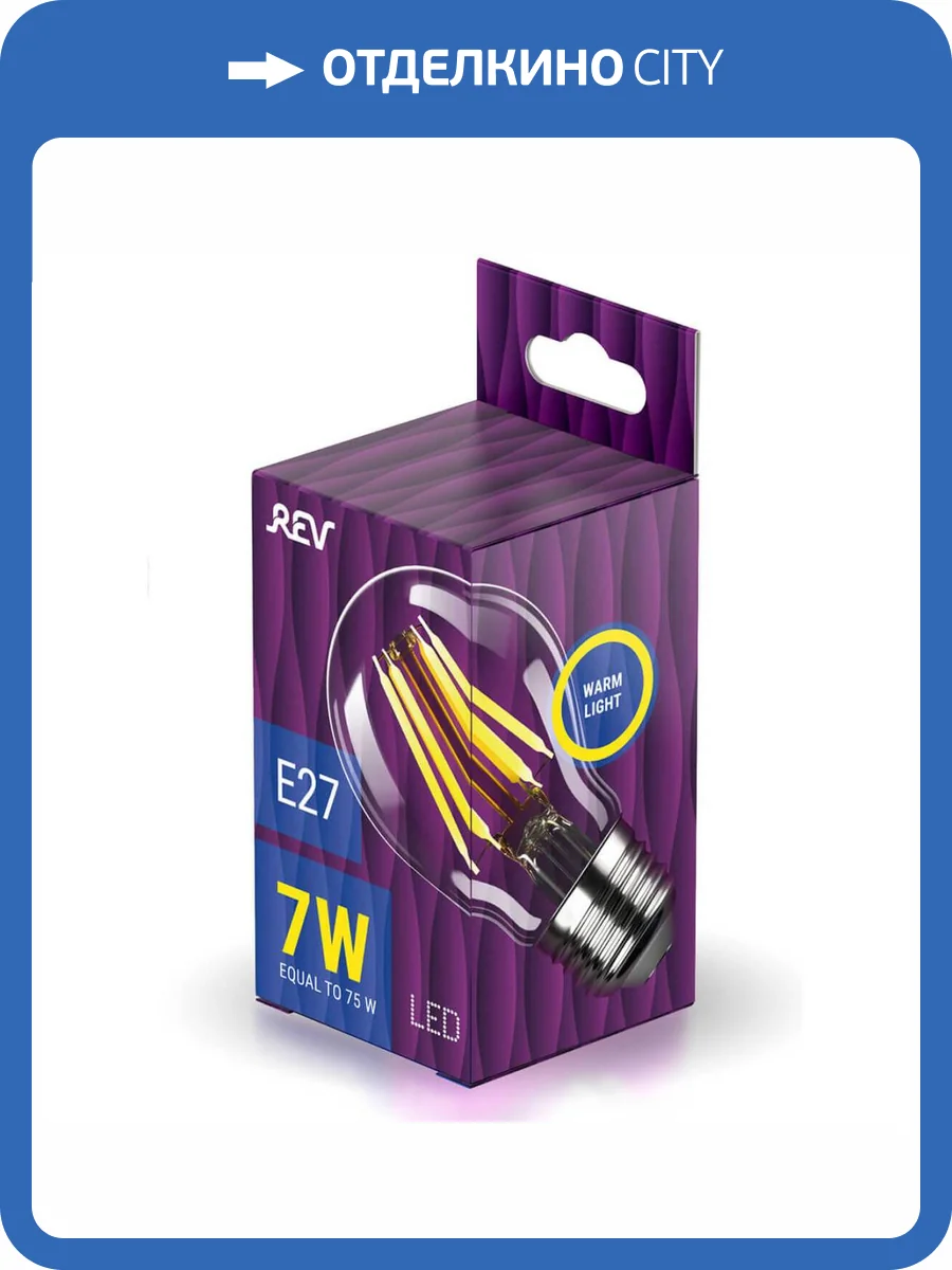 Лампа светодиодная филаментная REV Premium E27 6W теплый свет груша 32353 2 фото 3