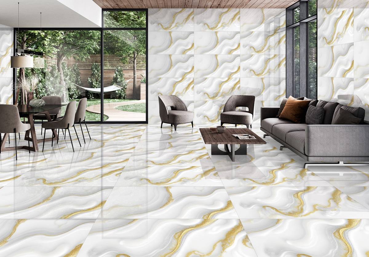Керамогранит Asia Pacific Inessa Gold high gloss polished 60x120 фото 2