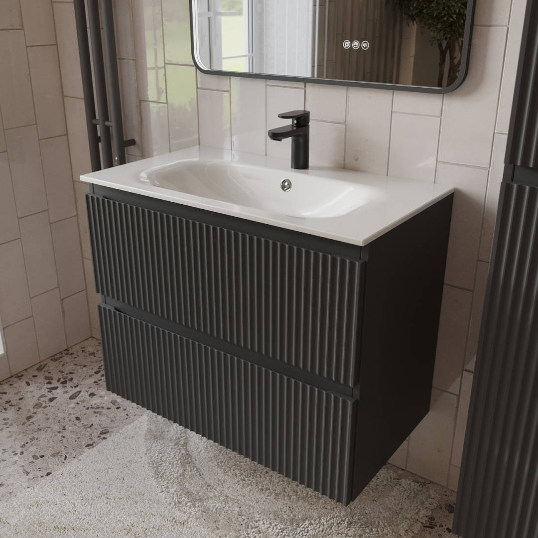 Тумба с раковиной Terminus Sicilia SIC10802701601O графит , 80x62