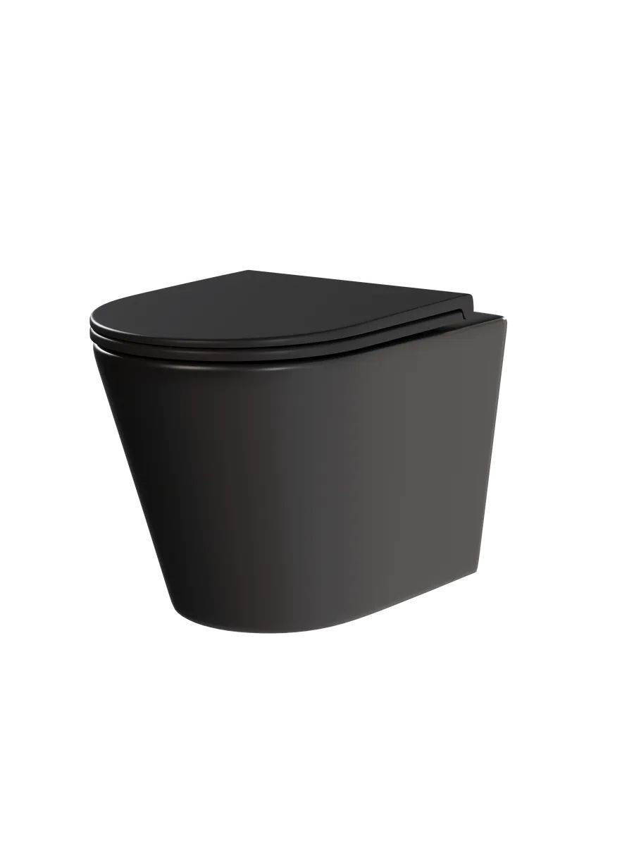 Унитаз подвесной Watersense Rita W00085 безободковый, сиденье микролифт, черный матовый фото 13