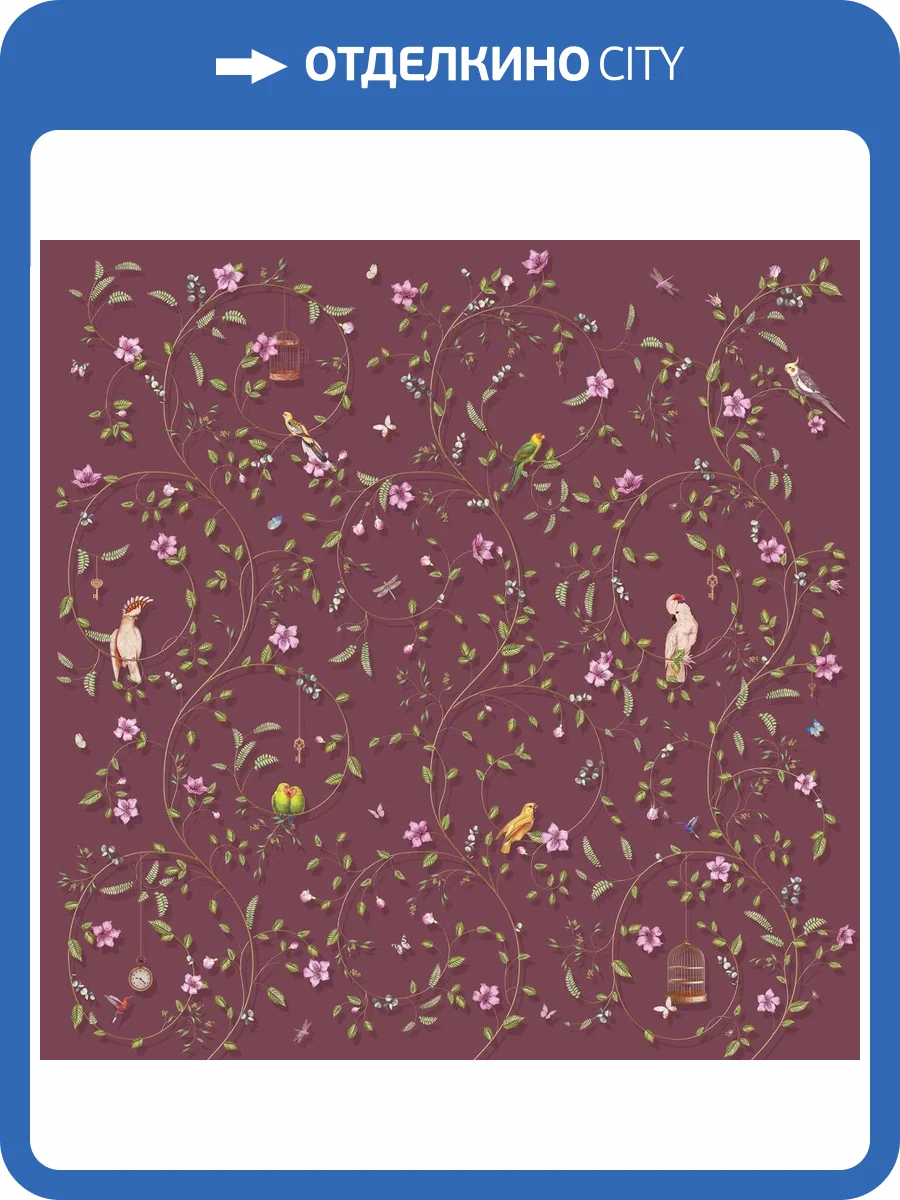 Фреска Ortograf Chinoiserie 33946 Chinoiserie burgundy Кракелюр Серебро FK-S фото 2