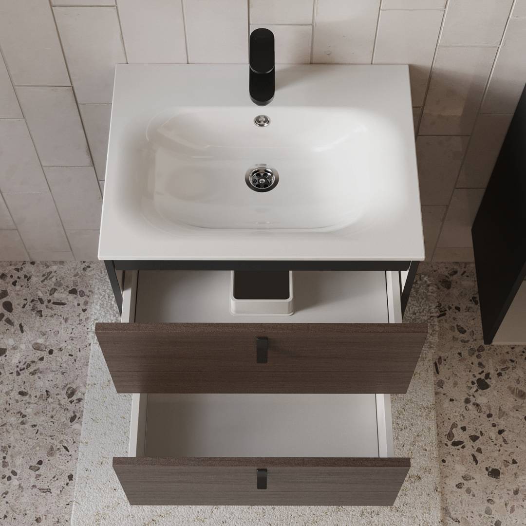 Тумба с раковиной Terminus Kontur KON10602200001O венге, графит, 60x62 фото 2